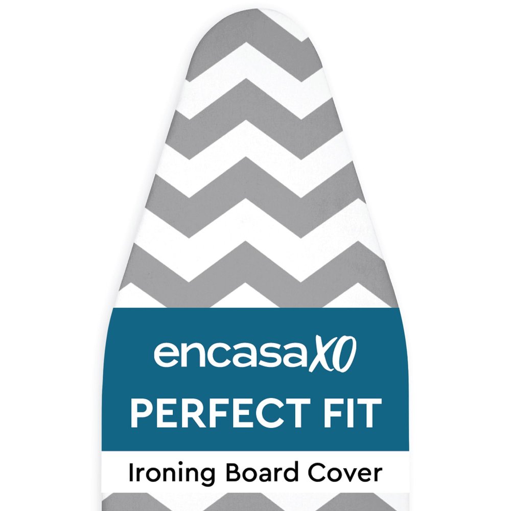 Encasa XO Ironing Board Cover and Pad 49"x18" Standard Size - Thick 3mm Felt Padded Iron Board Cover with Padding, Scorch & Stain Resistant Cotton, Heavy Duty Drawstring, Snug Fit - Zig Zag