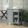 HOMCOM Kitchen Island Cart, Rolling Kitchen Island with Storage Shelf, Solid Wood Top, Drawer, for Dining Room, Gray view 2