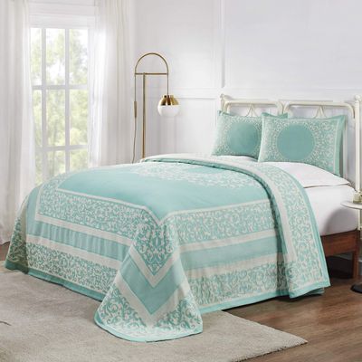 BLUENILEMILLS BNM Cotton Blend Vintage Medallion Bedspread Set - Luxurious Quilt, All-Season Comfort, Machine Washable, King, Turquoise