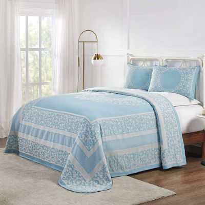 BLUENILEMILLS BNM Cotton Blend Vintage Medallion Bedspread Set - Luxurious Quilt, All-Season Comfort, Machine Washable, Twin, Aqua
