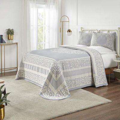 BLUENILEMILLS BNM Cotton Blend Vintage Medallion Bedspread Set - Luxurious Quilt, All-Season Comfort, Machine Washable, Twin, Slate Blue