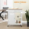 HOMCOM Kitchen Island Cart, Rolling Kitchen Island with Storage Shelf, Solid Wood Top, Drawer, for Dining Room, White view 3
