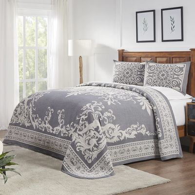 BLUENILEMILLS BNM Cotton Blend Vintage Medallion Bedspread Set - Luxurious Quilt, All-Season Comfort, Machine Washable, Full, Denim Blue