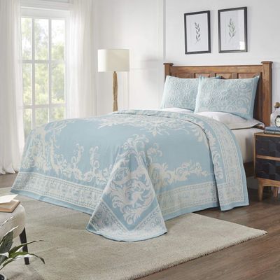 BLUENILEMILLS BNM Cotton Blend Vintage Medallion Bedspread Set - Luxurious Quilt, All-Season Comfort, Machine Washable, Twin, Aqua