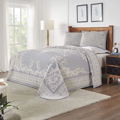 BLUENILEMILLS BNM Cotton Blend Vintage Medallion Bedspread Set - Luxurious Quilt, All-Season Comfort, Machine Washable, Twin, Slate Blue