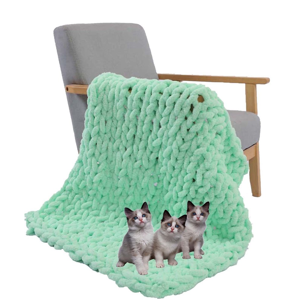 BAILR Chenille Chunky Knit Throw Blanket 3939inch, Large Soft Knit Throw Blanket Throw for Warmth, Perfect for Bed, Couch, Sofa, Chair and Snuggles (H 100100cm)