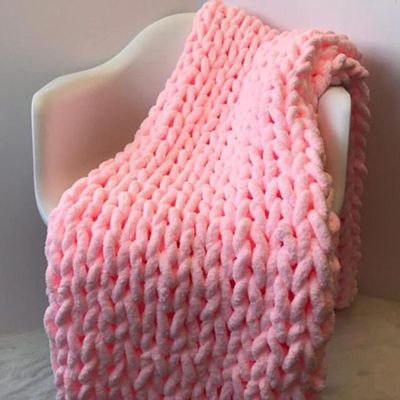 BAILR Chunky Knit Blanket Chenille Throw 3951inch, Machine Washable Crochet Blanket, for Home Bed, Sofa & Dorm (C 100130cm)