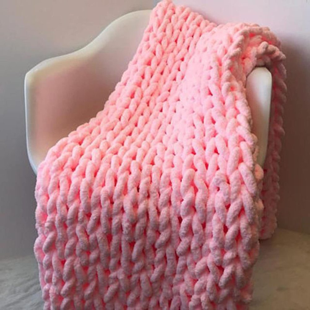 BAILR Chunky Knit Blanket Chenille Throw 3955inch, Machine Washable Crochet Blanket, for Home Bed, Sofa & Dorm (C 100140cm)