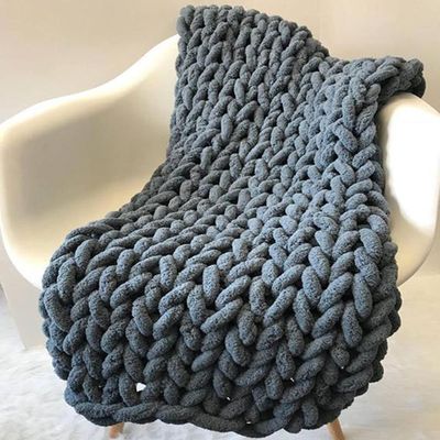 BAILR Chunky Knit Blanket Chenille Throw 3959inch, Machine Washable Crochet Blanket, for Home Bed, Sofa & Dorm (F 100150cm)
