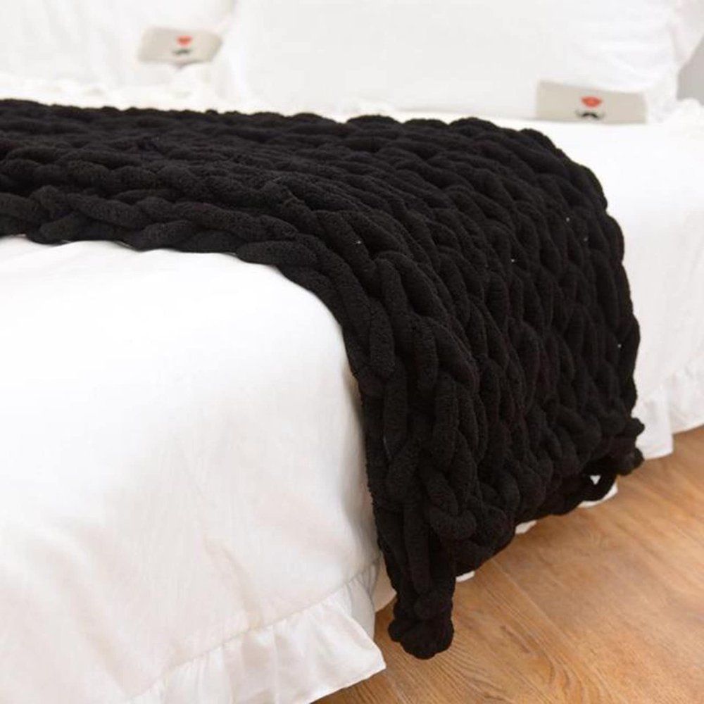 BAILR Chunky Knit Blanket Throw 3947inch, Cozy Throw Blankets, Crochet Knitted Blanket for Bed, Couch, Sofa, Chair and Snuggles (A 100120cm)