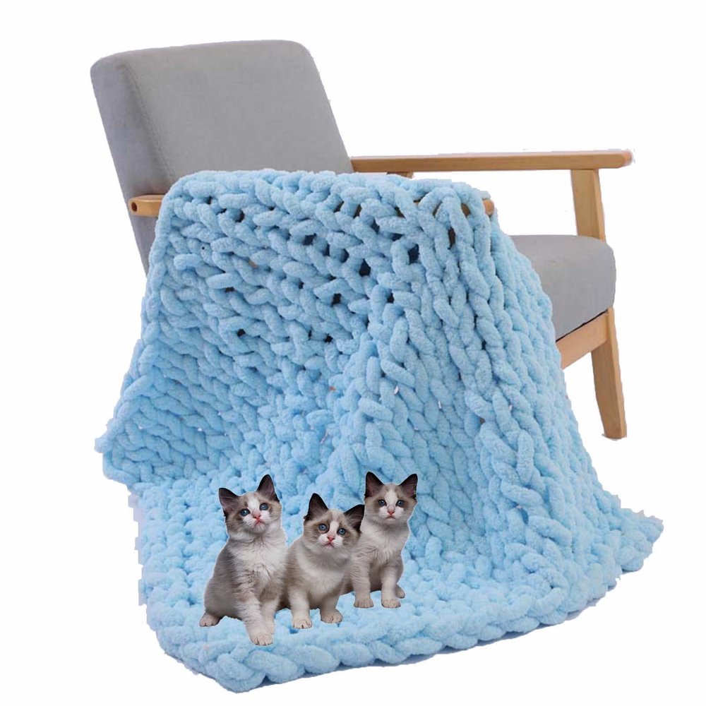 BAILR Chenille Chunky Knit Throw Blanket 2424inch, Large Soft Knit Throw Blanket Throw for Warmth, Perfect for Bed, Couch, Sofa, Chair and Snuggles (D 6060cm)