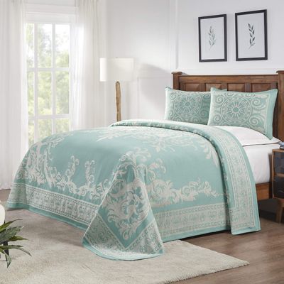 BLUENILEMILLS BNM Cotton Blend Vintage Medallion Bedspread Set - Luxurious Quilt, All-Season Comfort, Machine Washable, Full, Turquoise