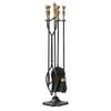Fireplace Screen 5 PCS Fireplace Tools Set Wrought Iron Fire Place Accessories Tools Holder with Handles Tools for Indoor Fireplace Decor Outdoor Fire Pit Modern Tool Poker Tongs Shovel Brush Wood Sto view 1