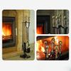 Fireplace Screen 5 PCS Fireplace Tools Set Wrought Iron Fire Place Accessories Tools Holder with Handles Tools for Indoor Fireplace Decor Outdoor Fire Pit Modern Tool Poker Tongs Shovel Brush Wood Sto view 4