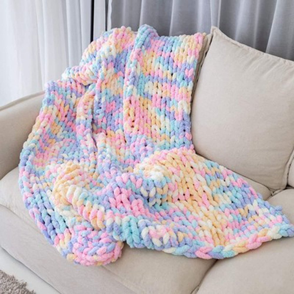 BAILR Chunky Knit Blanket Throw 3947inch, Cozy Throw Blankets, Crochet Knitted Blanket for Bed, Couch, Sofa, Chair and Snuggles (B 100120cm)