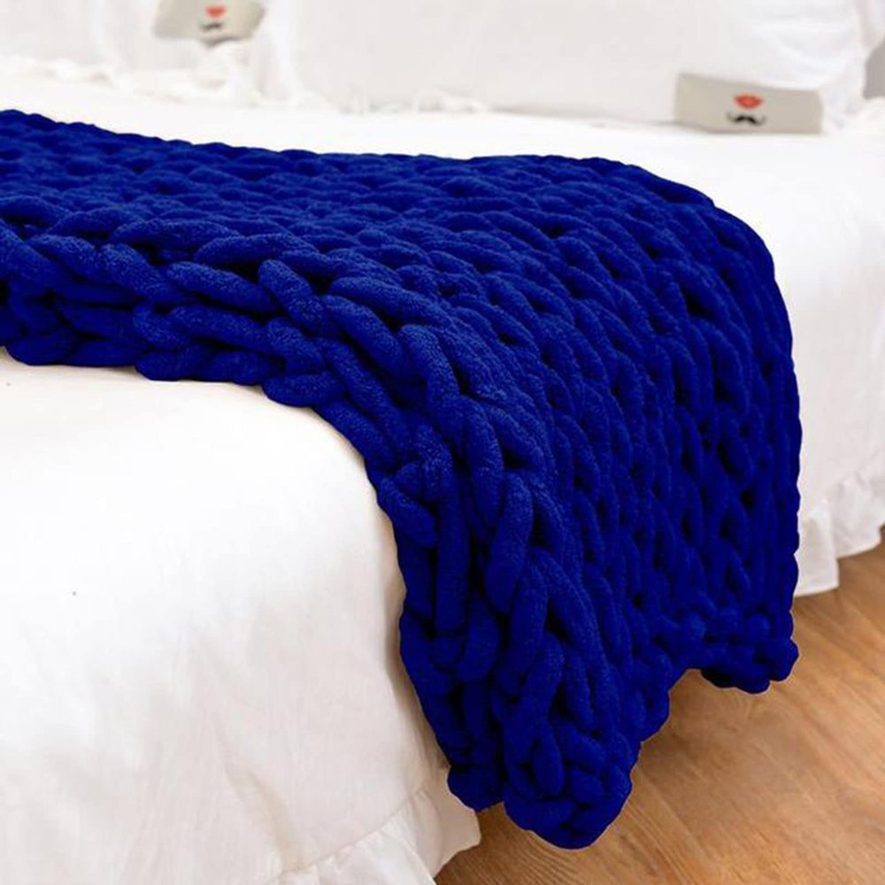BAILR Chunky Knit Blanket Chenille Throw 4759inch, Machine Washable Crochet Blanket, for Home Bed, Sofa & Dorm (B 120150cm)