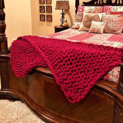 BAILR Chunky Knit Blanket Chenille Throw 3955inch, Machine Washable Crochet Blanket, for Home Bed, Sofa & Dorm (A 100140cm)