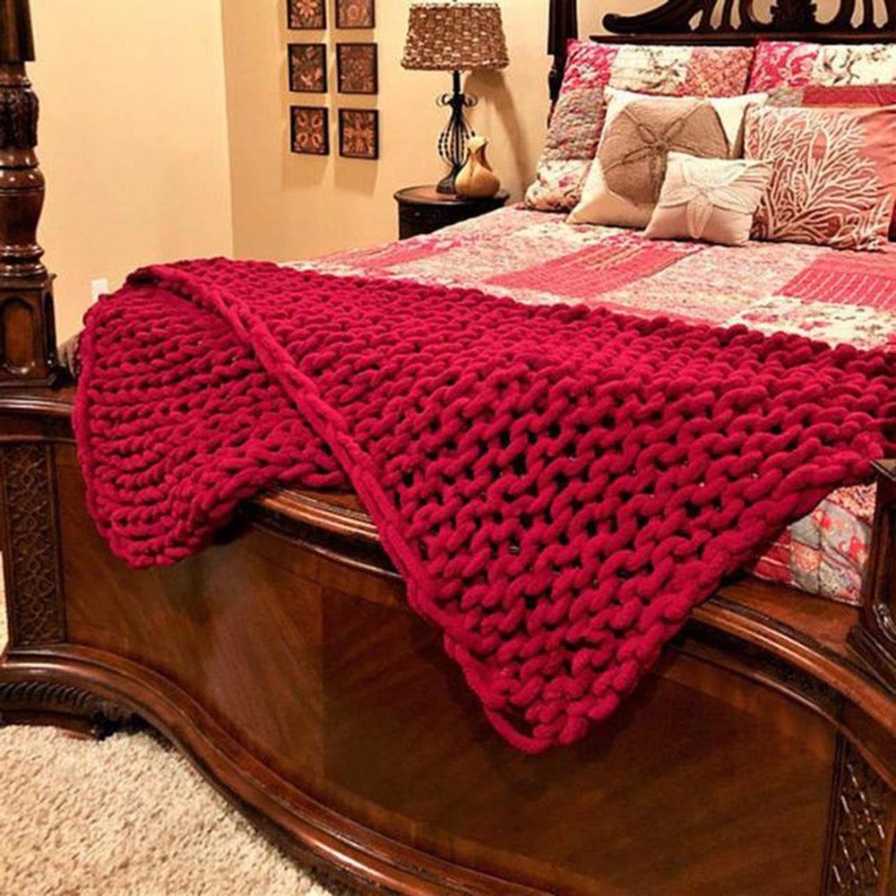 BAILR Chunky Knit Blanket Chenille Throw 3955inch, Machine Washable Crochet Blanket, for Home Bed, Sofa & Dorm (A 100140cm)