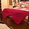 BAILR Chunky Knit Blanket Chenille Throw 3955inch, Machine Washable Crochet Blanket, for Home Bed, Sofa & Dorm (A 100140cm) view 1