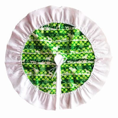 ZHENYANG CAREG 3 styles1pcs Diameter 60cm Christmas Tree Skirt Deer Pattern Cloth New Year Christmas Trees Decor Xmas Party Decoration Supplies (Color : Green, Tree Skirt Diameter : 60cm)