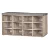 DINZI LVJ Shoe Storage Bench with Cushion, Cubby Rack with 12 Cubbies, Adjustable Shelves, Multifunctional Organizer Bench for Entryway, Mudroom, Hallway, Closet and Garage, Greige view 1