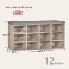 DINZI LVJ Shoe Storage Bench with Cushion, Cubby Rack with 12 Cubbies, Adjustable Shelves, Multifunctional Organizer Bench for Entryway, Mudroom, Hallway, Closet and Garage, Greige view 3