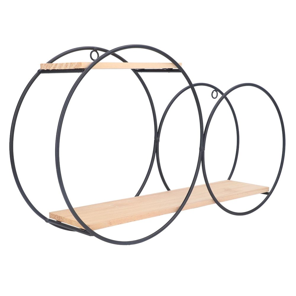 Circle Wall Shelf, Circle Metal Wood Wall Shelves Black Firmly Welded Iron Log for Office for Living Room for Tea House