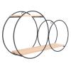 Circle Wall Shelf, Circle Metal Wood Wall Shelves Black Firmly Welded Iron Log for Office for Living Room for Tea House view 1