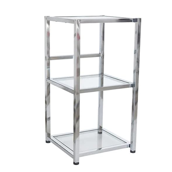 Cambria Studio 3B Mercer 3 Tier Tower Shelving Unit Chrome 13.11 inch L x 13.11 inch W x 29.53 inch H, Silver