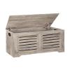 DINZI LVJ Storage Chest, Flip-Top Wooden Toy Box with 2 Safety Hinges, Retro Entryway Shoe Storage Bench, Sturdy Large Storage Trunk for Living Room, Bedroom, Easy Assembly, Greige view 1