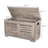 DINZI LVJ Storage Chest, Flip-Top Wooden Toy Box with 2 Safety Hinges, Retro Entryway Shoe Storage Bench, Sturdy Large Storage Trunk for Living Room, Bedroom, Easy Assembly, Greige view 3