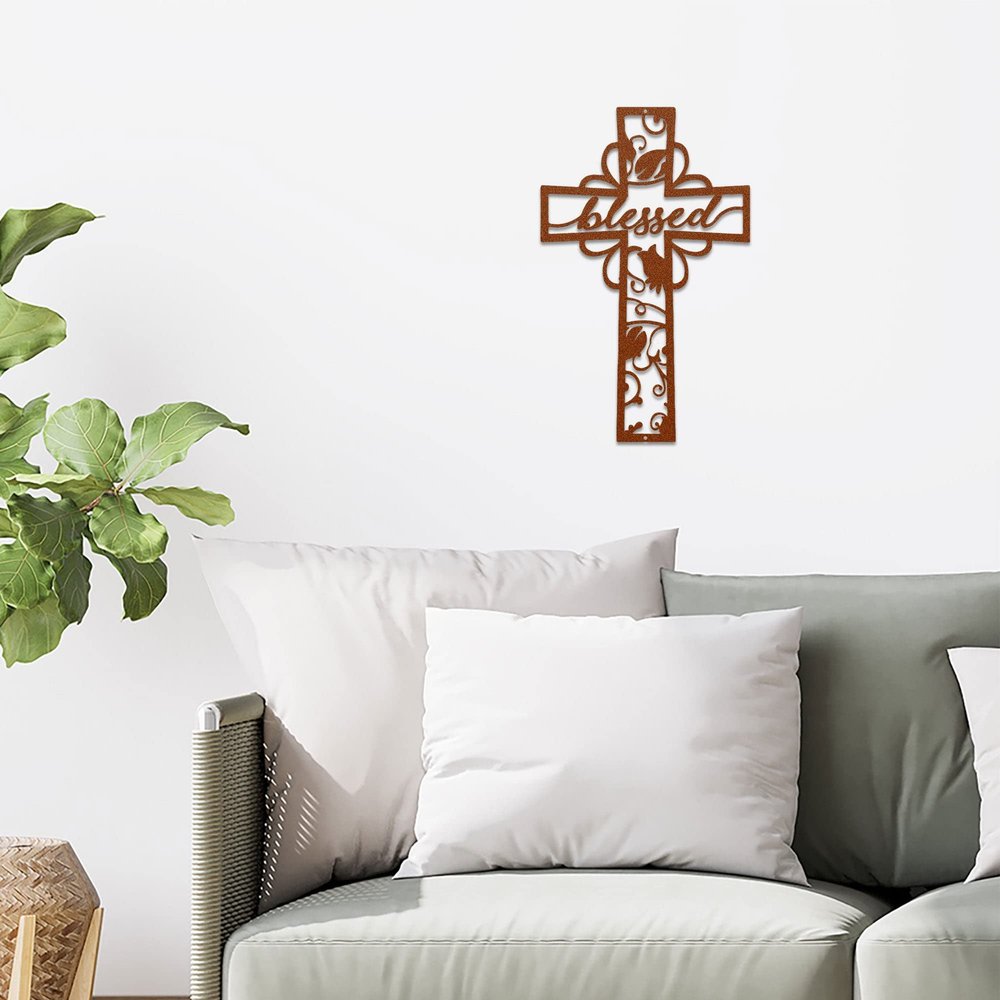 Spring Pet Products Blessed Cross Ornate Metal Wall Art Copper / 12"
