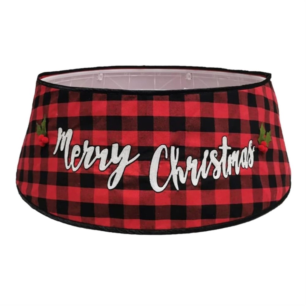 ZHENYANG CAREG 30 Inch Christmas Tree Skirt Black White Plaid Base Collar Around Xmas Decor 77UD (Color : 3, Tree Skirt Diameter : 30.31in)
