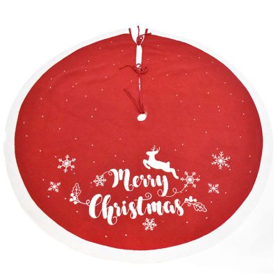 ZHENYANG CAREG Christmas Tree Knitted Skirt Rustic Elk Snowflake Christmas Tree Skirt 48 Inch Christmas Tree Skirt Compatible with Holiday Christmas Decor (Color : Red)