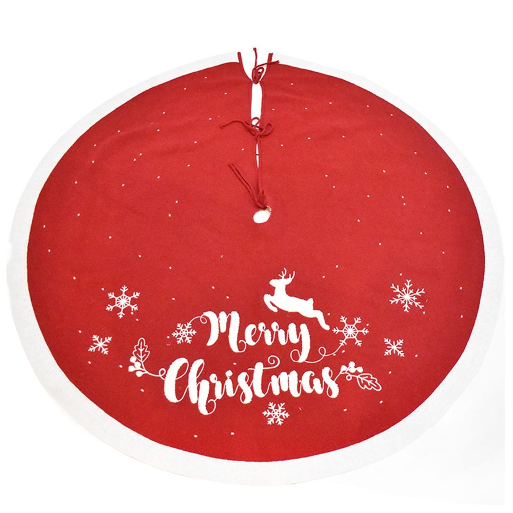 ZHENYANG CAREG Christmas Tree Knitted Skirt Rustic Elk Snowflake Christmas Tree Skirt 48 Inch Christmas Tree Skirt Compatible with Holiday Christmas Decor (Color : Red)