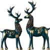 2pcs Deer Figurines Animal Deer Statue Abstract Lucky Deer Ornament for Christmas TV Stand Bookshelf Decor - Green view 1