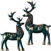 2pcs Deer Figurines Animal Deer Statue Abstract Lucky Deer Ornament for Christmas TV Stand Bookshelf Decor - Green view 3