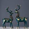 2pcs Deer Figurines Animal Deer Statue Abstract Lucky Deer Ornament for Christmas TV Stand Bookshelf Decor - Green view 4