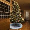 CAREG Christmas Tree Skirt with Lights Luminous White and Blue Tree Mat with Snowman and Snowflakes Pattern Compatible with Christmas Decoration (Color : B) view 4