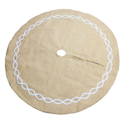ZHENYANG CAREG 48 Inch Jute Linen Christmas Tree Skirt Base Floor Mat Cover Ornament Compatible with Xmas