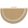 ZHENYANG CAREG 48 Inch Jute Linen Christmas Tree Skirt Base Floor Mat Cover Ornament Compatible with Xmas view 2