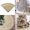 ZHENYANG CAREG 48 Inch Jute Linen Christmas Tree Skirt Base Floor Mat Cover Ornament Compatible with Xmas view 3