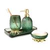 DSMYYXGS 4 Pcs Pineapple Bath Accessories Set Glass Glass Crystal Pattern Extruded Metal Nozzle Steady Pineapple Head Bathroom Set Luxury Lotion Dispenser, Storage Tray, Cups, Soap Dish view 1