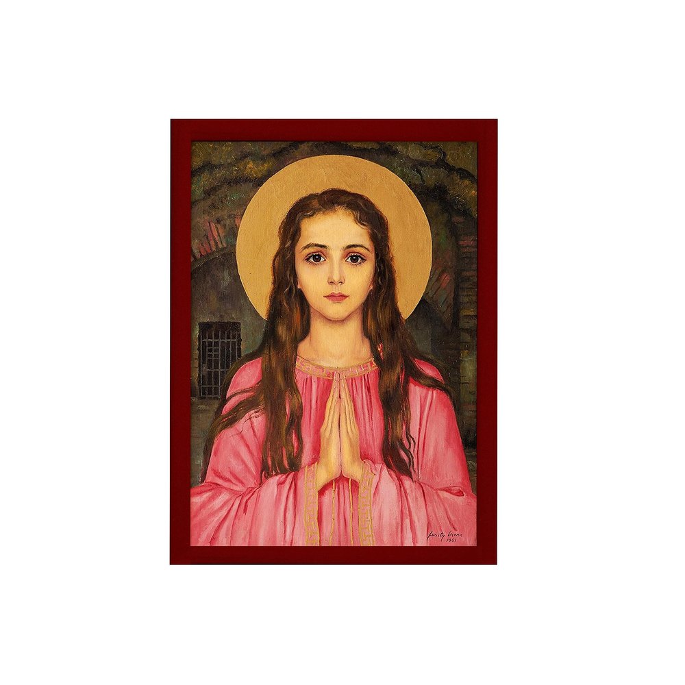 Saint Philomena icon, Handmade Greek Catholic Orthodox icon of St Philomena of Corfu, Byzantine Art wall Hanging, Religious Gift 7x10cm