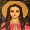 Saint Philomena icon, Handmade Greek Catholic Orthodox icon of St Philomena of Corfu, Byzantine Art wall Hanging, Religious Gift 7x10cm view 3