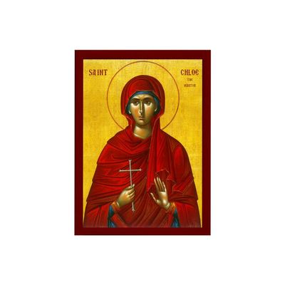 Saint Chloe icon, Handmade Greek Catholic Orthodox icon of St Chloe of Corinth, Byzantine Art wall Hanging icon Wood Plaque, Religious Gift 7x10cm