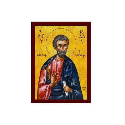 Saint Jude icon the Apostle, Handmade Greek Orthodox icon of St Jude of Thaddeus, Byzantine Art wall Hanging, Religious Gift 7x10cm