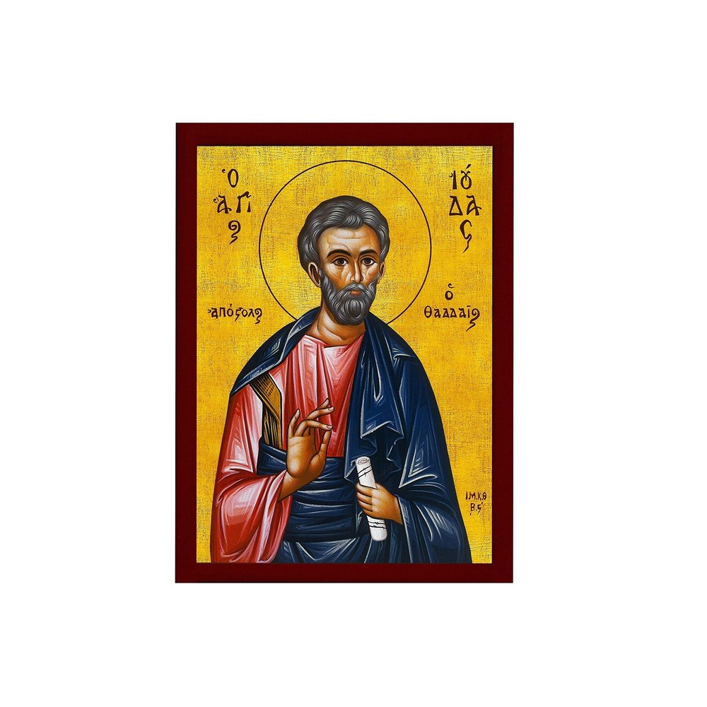 Saint Jude icon the Apostle, Handmade Greek Orthodox icon of St Jude of Thaddeus, Byzantine Art wall Hanging, Religious Gift 7x10cm