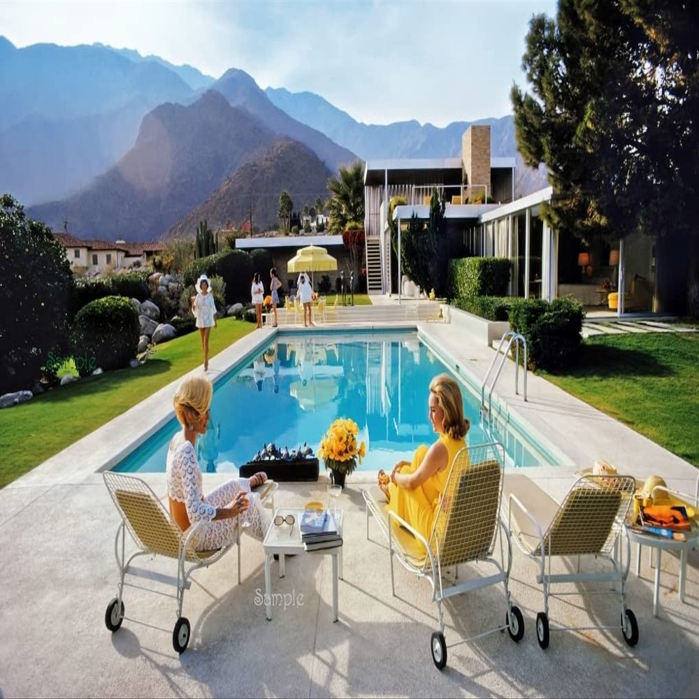 SLIM AARONS Poolside Glamour | Poolside gossip wall art gallery lustre photo, Palm Springs, picture, fine art print (11x14)