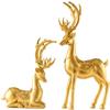 1 Pair Resin Deer Sculpture Deer Figurines Animal Deer Statue Abstract Lucky Deer Ornament for Christmas TV Stand Bookshelf Decor - Gold view 1